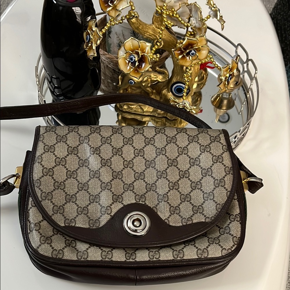 Gucci Brown and Cream Women's Bag, signs of wear, no smells, good condition.